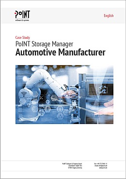 The cover picture of the Case Study with Daimler AG shows a robot arm and a hand which can be seen symbolically for an efficient storage optimization